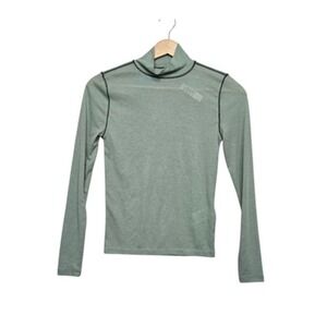 NWT Madewell Shirt‎ Womens XS Green Turtleneck Long Sleeve Sheer Mock Neck Top